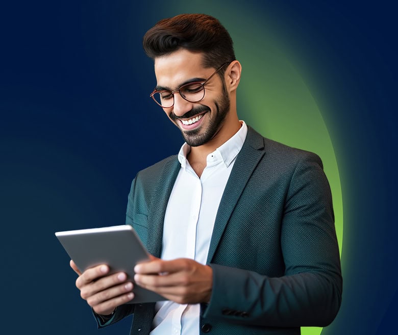 Coin-IRA-Hero-MOBILE-780x657 Man looking at tablet to check stock prices